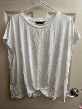 White Twist-Front Short Sleeve Top